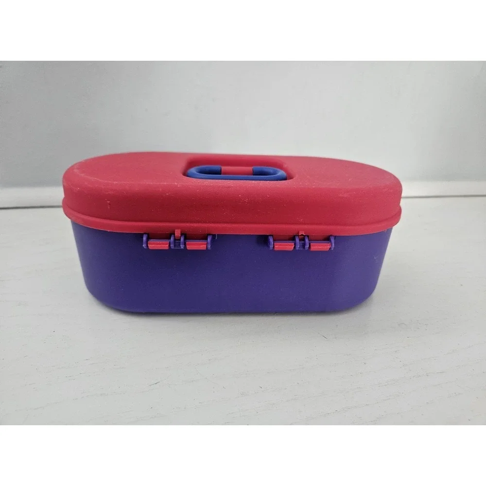 Vintage 90's Mini Organizer Jewelry Make-up Trinkets Pink And Purple‎